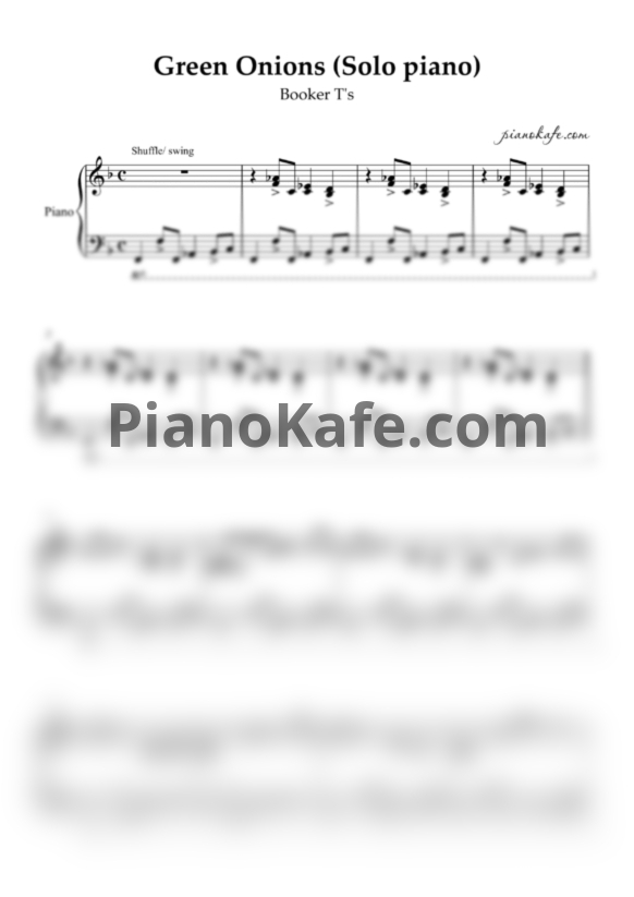 Ноты Booker T's - Green onions (Solo piano) - PianoKafe.com