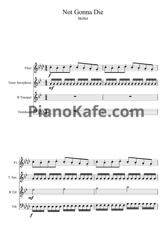 Ноты Skillet - Not gonna die - PianoKafe.com