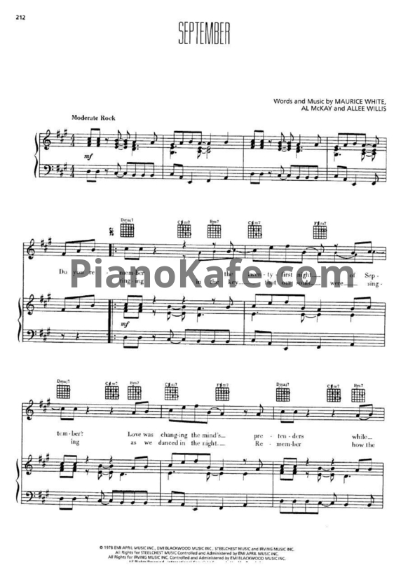 Ноты Earth, Wind & Fire - September - PianoKafe.com