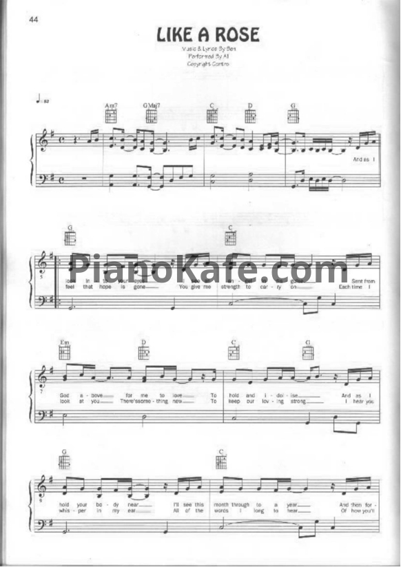 Ноты A1 - Like a rose - PianoKafe.com