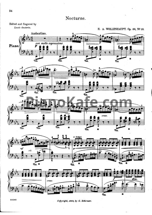 Ноты Герман Волленгаупт - Ноктюрн (Соч. 29, №10) - PianoKafe.com