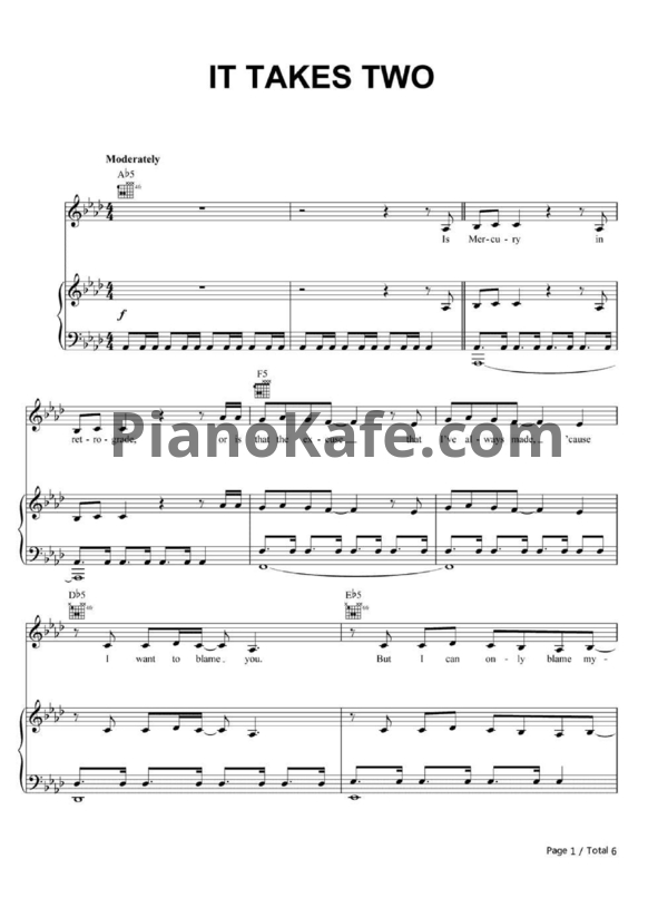 Ноты Katy Perry - It takes two - PianoKafe.com