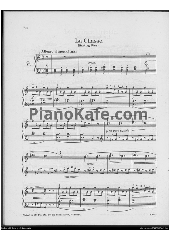 Ноты Фридрих Бургмюллер - Этюд La Chasse (Hounting song) (Op. 100, №9) - PianoKafe.com
