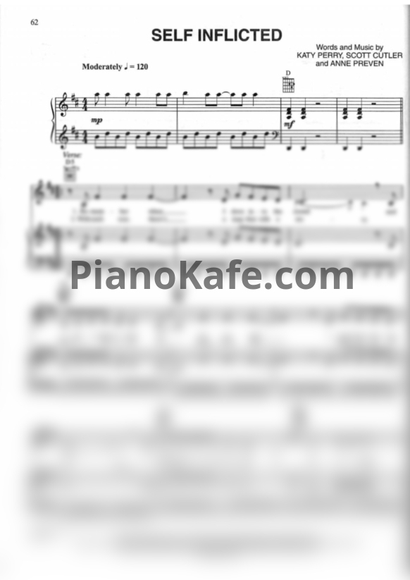 Ноты Katy Perry - Self inflicted - PianoKafe.com