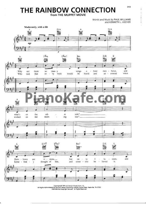 Ноты Paul Williams - The rainbow connection - PianoKafe.com