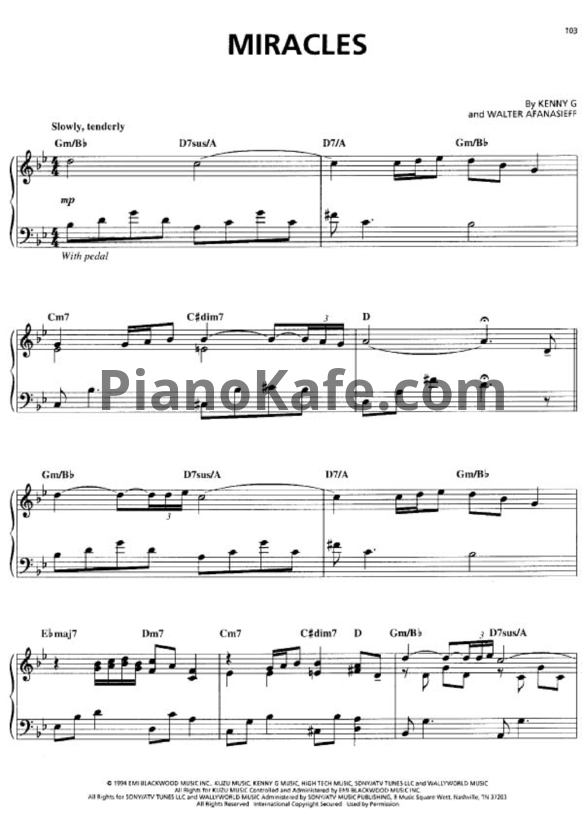 Ноты Kenny G - Miracles - PianoKafe.com