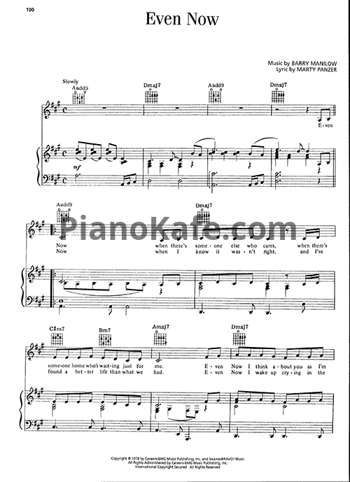 Ноты Barry Manilow - Even now - PianoKafe.com