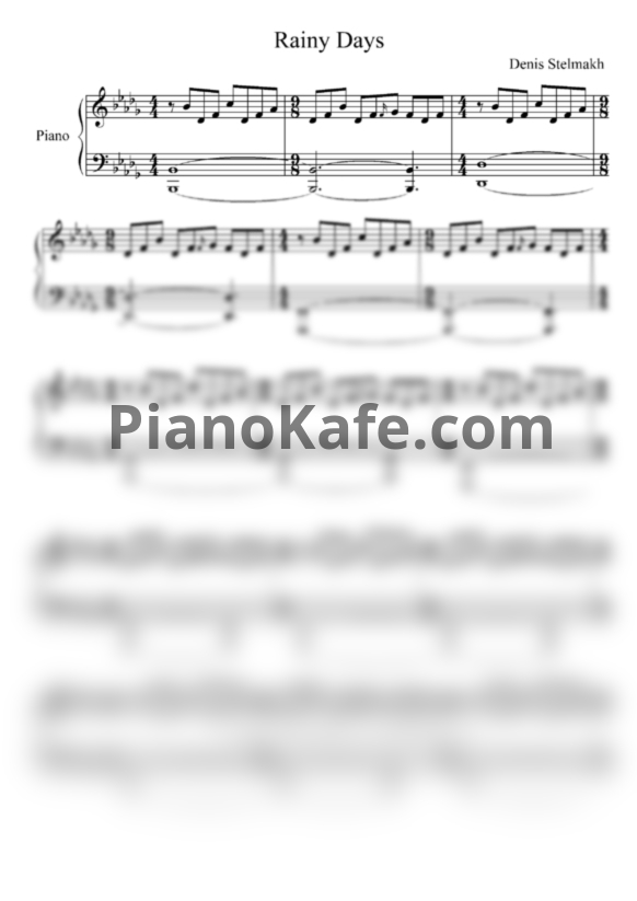 Ноты Denis Stelmakh - Rainy days - PianoKafe.com