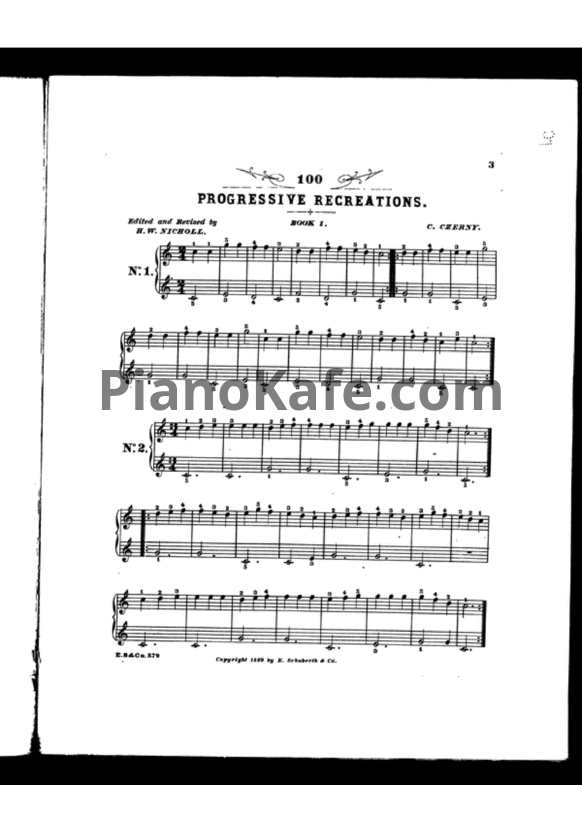 Ноты Карл Черни - 100 прогрессивных развлечений - PianoKafe.com