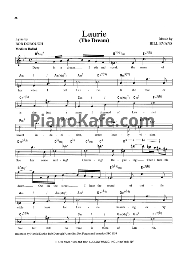 Ноты Bill Evans - Laurie (The dream) - PianoKafe.com