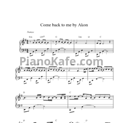Ноты Akon - Come back to me - предпросмотр
