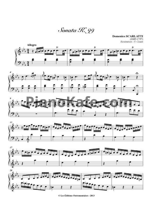 Ноты Д. Скарлатти - Соната K99 - PianoKafe.com