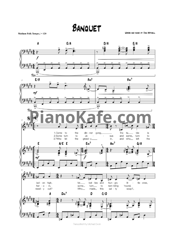 Ноты Joni Mitchell - Banquet - PianoKafe.com