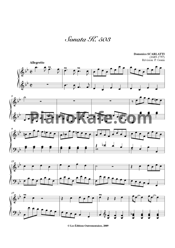 Ноты Д. Скарлатти - Соната K503 - PianoKafe.com