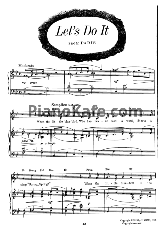 Ноты Cole Porter - Let's do it - PianoKafe.com