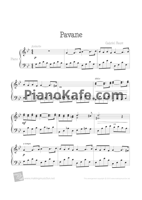 Ноты Gabriel Faure - Pavane (Op. 50) - PianoKafe.com