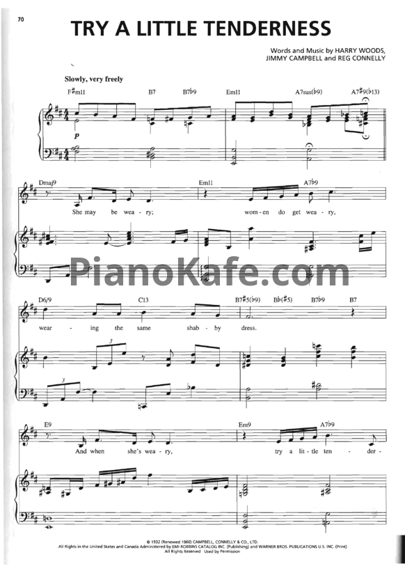 Ноты Michael Buble - Try a little tenderness - PianoKafe.com
