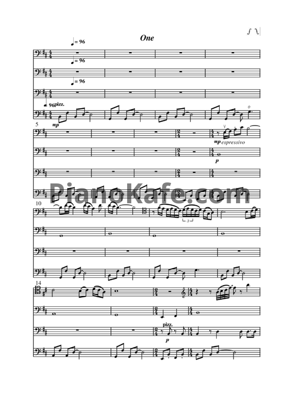 Ноты Apocalyptica - One - PianoKafe.com