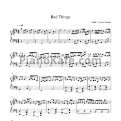 Ноты Machine Gun Kelly, Camila Cabello - Bad things - предпросмотр