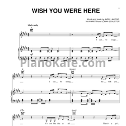 Ноты Avril Lavigne - Wish you were here (Версия 2) - предпросмотр