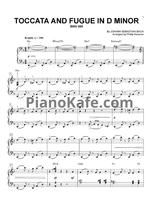 Ноты И. Бах - Токката и фуга ре минор (BWV 565) - PianoKafe.com