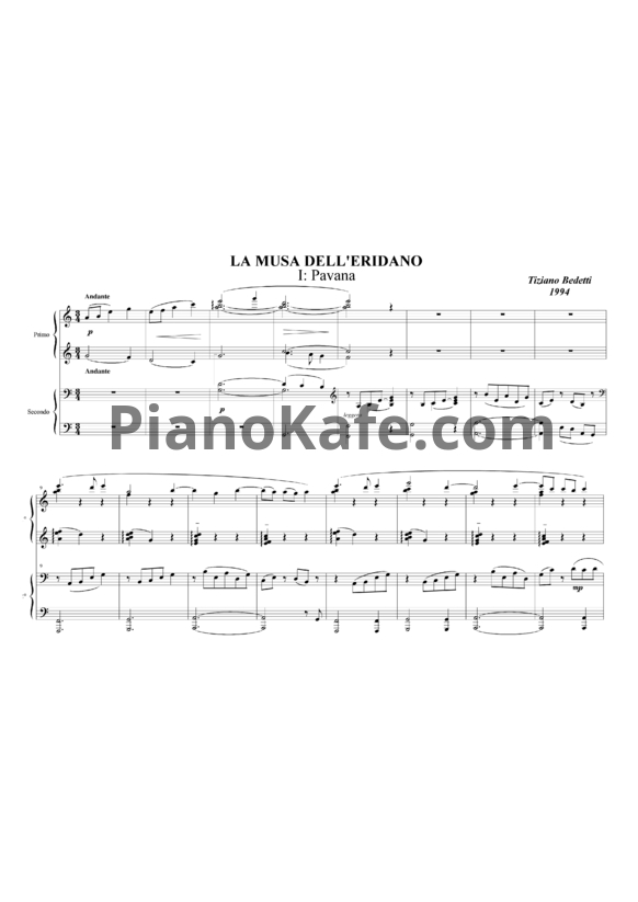 Ноты Tiziani Bedetti - La Musa dell'Eridano (для фортепиано в 4 руки) - PianoKafe.com