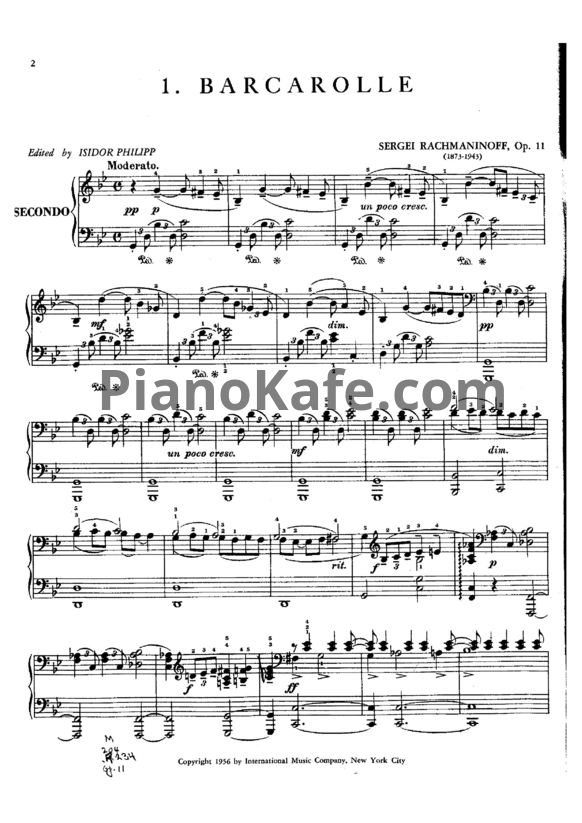 Ноты Сергей Рахманинов - Шесть пьес (Op. 11) - PianoKafe.com