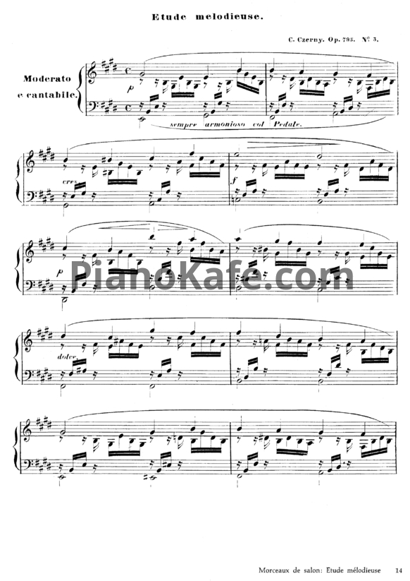 Ноты Карл Черни - Мелодичный этюд (Op. 795, №3) - PianoKafe.com