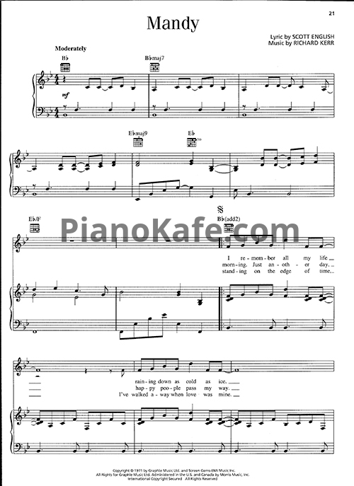 Ноты Barry Manilow - Mandy - PianoKafe.com