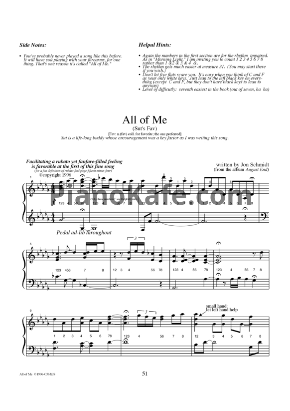 Ноты Jon Schmidt - All of me - PianoKafe.com
