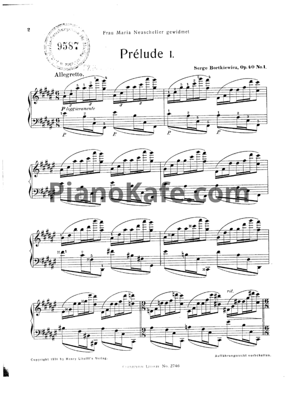 Ноты С. Борткевич - Семь прелюдий (Op. 40) - PianoKafe.com