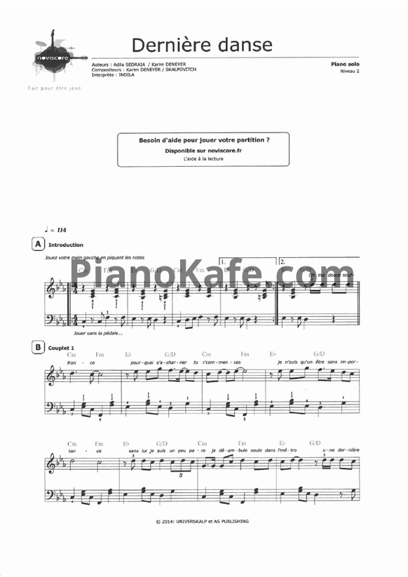 Ноты Indila - Derniere Danse - PianoKafe.com