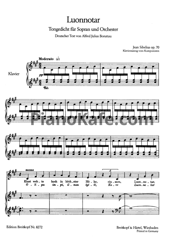 Ноты Ян Сибелиус - Симфоническая поэма "Дочери природы" (Op. 70, клавир) - PianoKafe.com