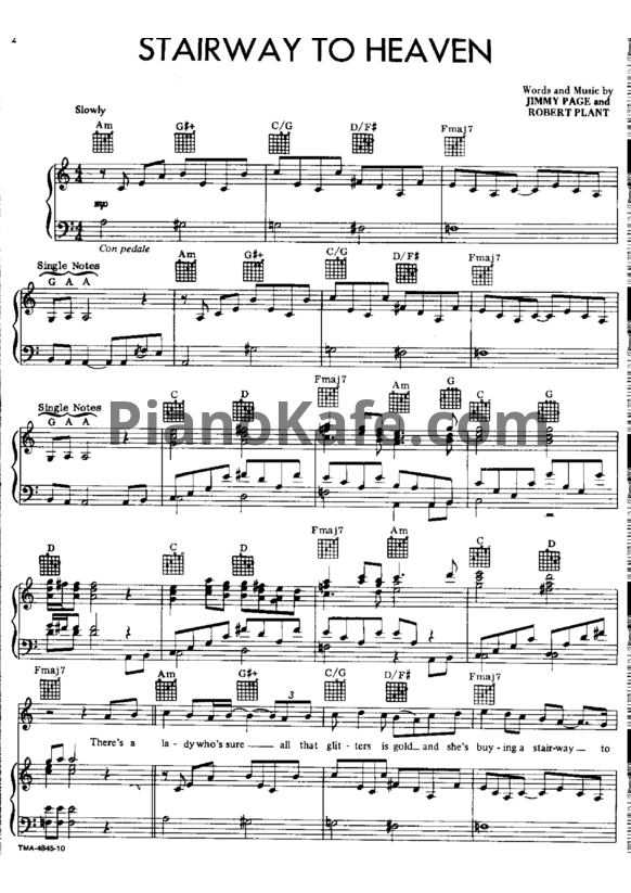 Ноты Led Zeppelin - Stairway to heaven (Версия 2) - PianoKafe.com