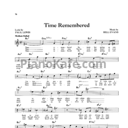 Ноты Bill Evans - Time remembered (Vocal & Guitar) - предпросмотр