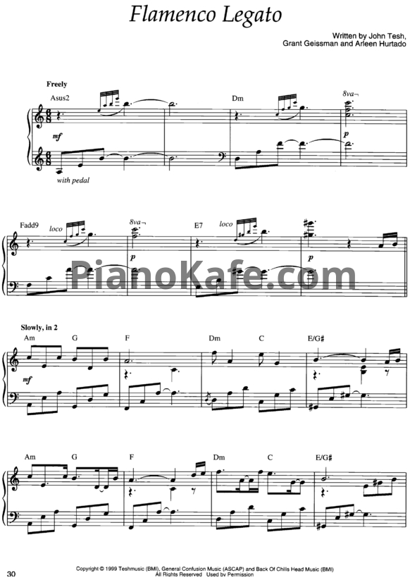 Ноты John Tesh - Flamenco legato - PianoKafe.com