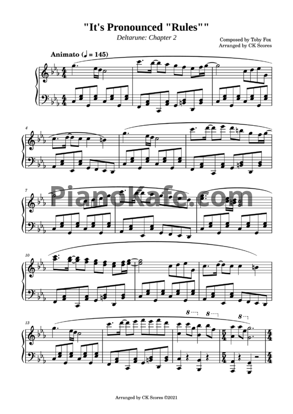 Ноты Toby Fox - It's pronounced rules - PianoKafe.com