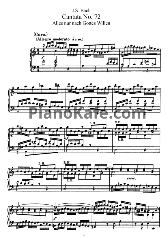 Ноты И. Бах - Кантата №72 "Alles nur nach gottes willen" (BWV 72) - PianoKafe.com