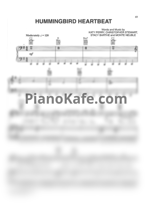 Ноты Katy Perry - Hummingbird heartbeat - PianoKafe.com