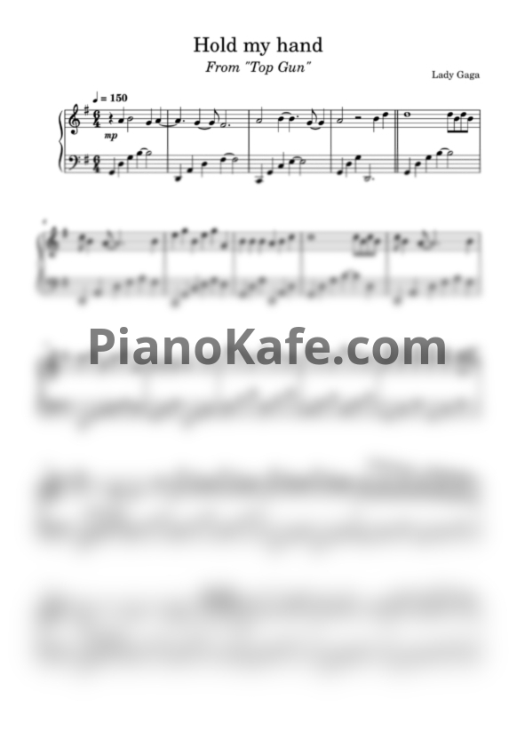 Ноты Lady Gaga - Hold my hand - PianoKafe.com