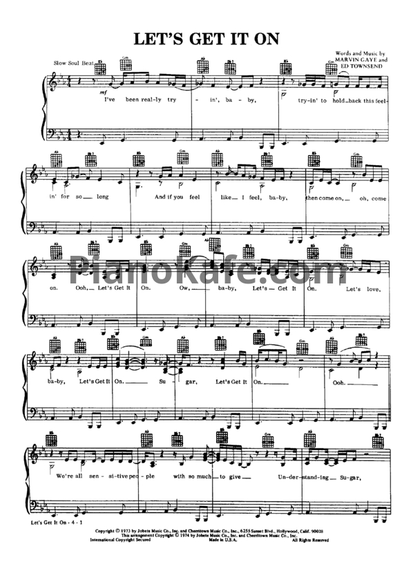 Ноты Marvin Gaye - Lets get it on (Piano solo) - PianoKafe.com