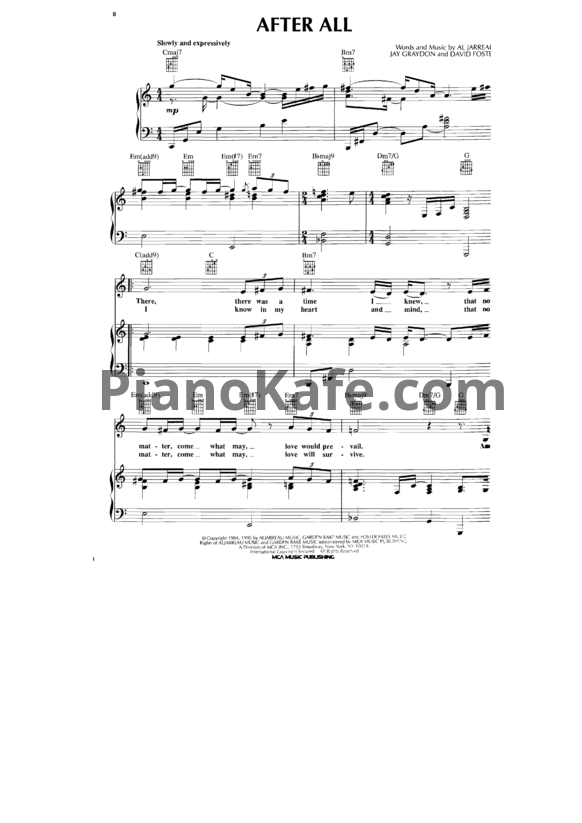Ноты Al Jarreau - After all - PianoKafe.com
