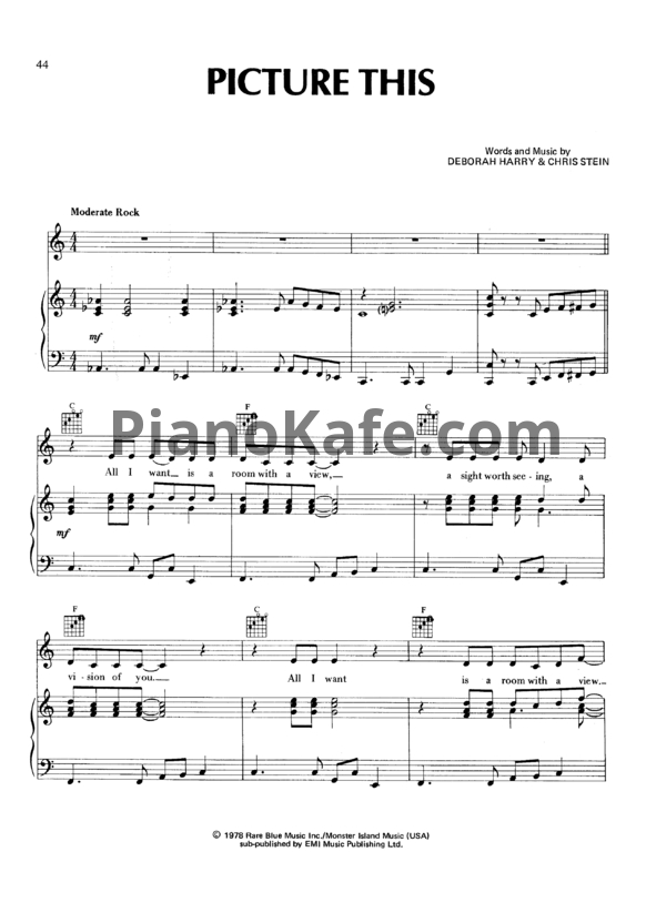 Ноты Blondie - Picture This - PianoKafe.com