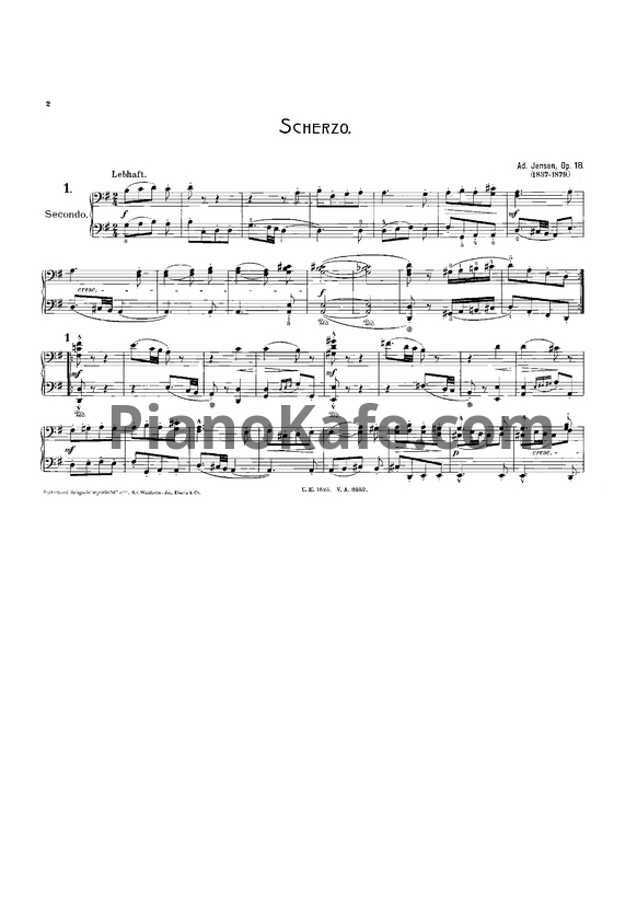 Ноты А. Йенсен - 3 пьесы для фортепиано в 4 руки (Op. 18) - PianoKafe.com