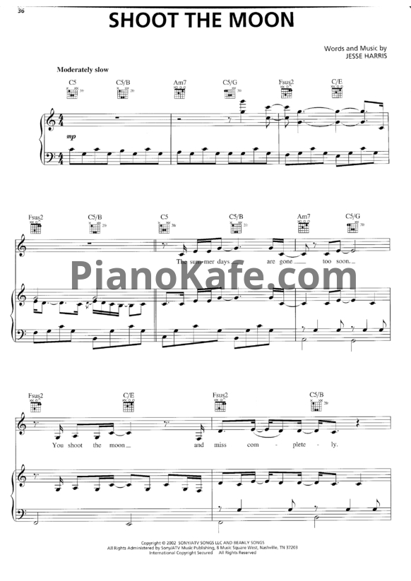 Ноты Norah Jones - Shoot The Moon - PianoKafe.com