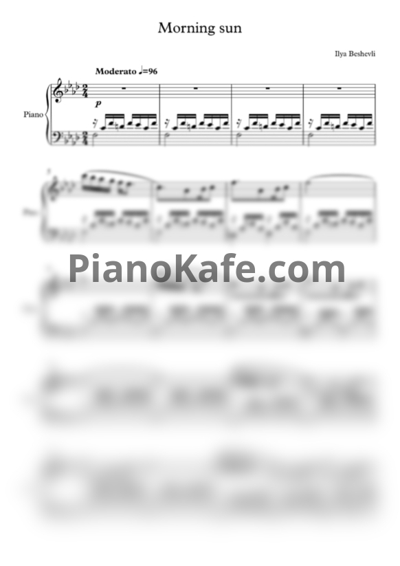 Ноты Ilya Beshevli - Morning sun - PianoKafe.com