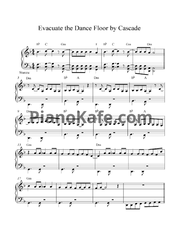 Ноты Cascada - Evacuate the dancefloor - PianoKafe.com