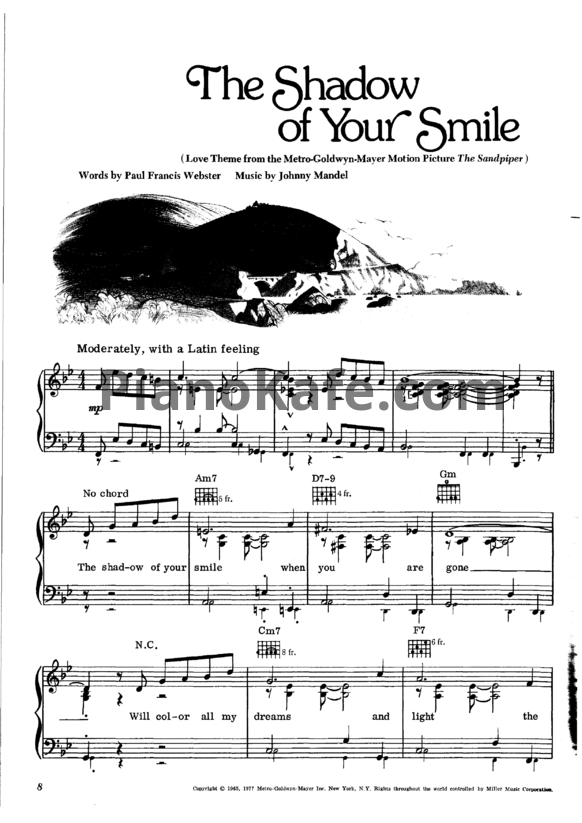 Ноты Johnny Mandel - The shadow of your smile (Версия 3) - PianoKafe.com
