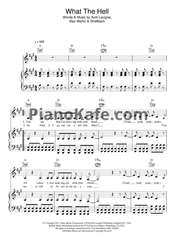 Ноты Avril Lavigne - What the hell - PianoKafe.com
