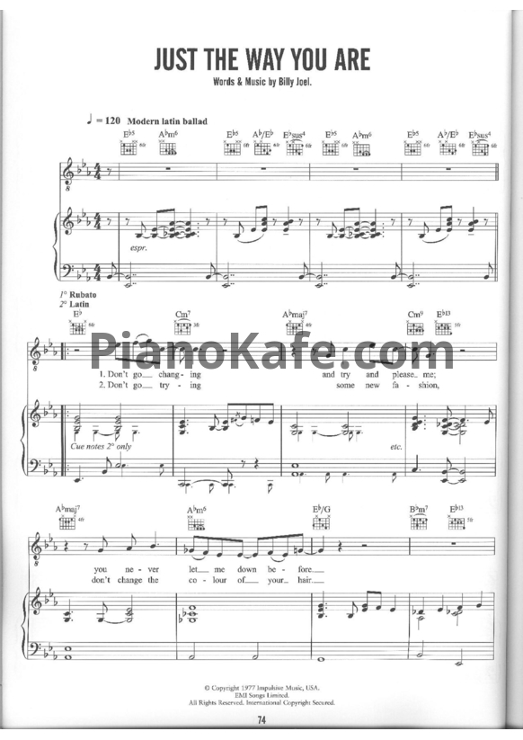 Ноты Diana Krall - Just the way you are - PianoKafe.com